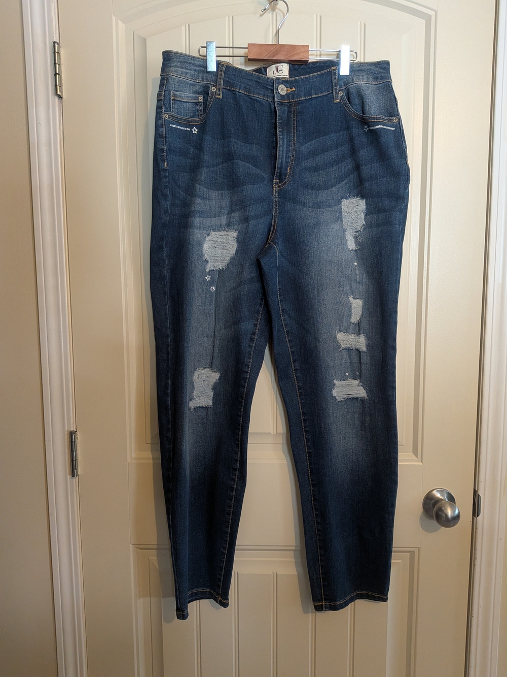 4/$45 - Dark Blue Distressed DC Jeans With Subtle Rhinestone Detail